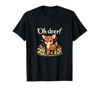 Oh Deer Joli Jeu de Mots Fauve Motif Fleurs Sauvages T-Shirt