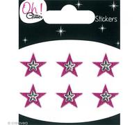 Oh ! Glitter Stickers étoiles glitter, Autre, Fuchsia, 6.5 x 8 x 0.2 cm