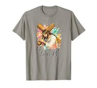 Oh How He Loves Us Croix de Jésus Chrétien Aquarelle de Pâques T-Shirt