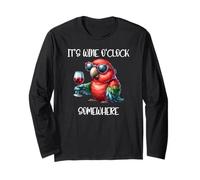 Oh Its Wine O Clock Drinking Parrot It's 5 O'Clock Somewhere Manche Longue