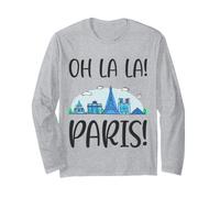 Oh la la Paris avec Tour Eiffel et Horizon Style dessiné à la Main Manche Longue