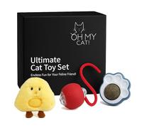 Oh My Cat! Ensemble de jouets pour chat - 3 jouets interactifs pour chats - Balle mobile automatique avec lumières, jouet en peluche à herbe à chat et friandise à la menthe pour chat - Cadeaux sûrs et