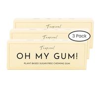 Oh My Gum! Gomme à mâcher naturelle à saveur tropicale, lot de 3 (10 pièces/lot) | Gomme à mâcher 100 % végétale sans aspartame | Gomme à mâcher primée sans sucre et bon pour les dents | Gomme à