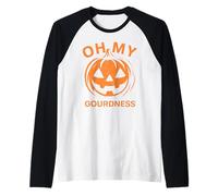 Oh My Guordness (Goodness) Visage de Citrouille Amusant pour Halloween Manche Raglan
