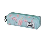 Oh My Pop! Ice Flamingo-Trousse Carré Fan 2.2, Turquoise, 22 x 9 cm