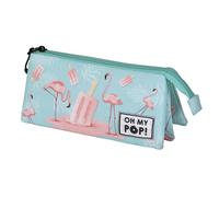 Oh My Pop! Ice Flamingo-Trousse Triple, Turquoise, 23 x 11 cm