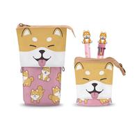Oh My Pop Shiba-Trousse Cute + Stylo 10 Couleurs + Stylo Gel Effaçable, Multicolore, 11,5 x 17 cm