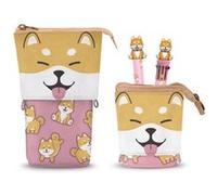 Oh My Pop Shiba-Trousse Cute + Stylo 10 Couleurs + Stylo Gel Effaçable, Multicolore, 11,5 x 17 cm