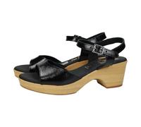 Oh! My Sandals 5377 Sandales en cuir pour femme, couleur noire, semelle douce, talon de 6 cm, sandales d'été fabriquées en Espagne, Noir , 37 EU