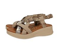 Oh! My Sandals 5406 Sandales en cuir pour femme, taupe, avec bandes qui enveloppent le pied, semelle douce, talon moyen, sandales d'été fabriquées en Espagne, Taupe, 41 EU