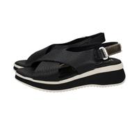 Oh! My Sandals 5412 Sandales en cuir pour femme, noires avec ruban textile adhésif, talon doux et confortable, semelle en gel, fabriquées en Espagne, Noir , 35 EU