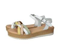 Oh! My Sandals 5515 Sandales compensées en cuir pour filles, couleur blanche, boucle, idéales pour l'été, sandales compensées pour filles, fabriquées en Espagne, blanc, 36 EU