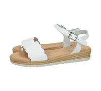 Oh! My Sandals 5523 Sandales compensées basses en cuir pour filles, fabriquées en Espagne, avec boucle, idéales pour l'été, blanc, 31 EU