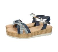 Oh! My Sandals 5524 Sandales compensées en cuir pour filles, couleur marine, boucle, idéales pour l'été, sandales compensées pour filles, fabriquées en Espagne, bleu marine, 33 EU