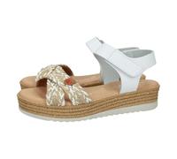 Oh! My Sandals 5528 Sandales compensées en cuir pour filles, avec ruban textile adhésif, idéales pour l'été, fabriquées en Espagne, blanc, 32 EU