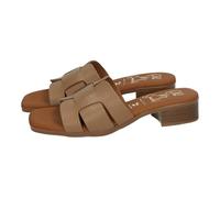 Oh! My Sandals 5600 Sandales plates en cuir pour femme, couleur taupe, avec talon bas, fabriquées en Espagne, Taupe, 42 EU