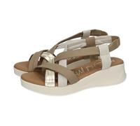 Oh! My Sandals 5655 Sandales en cuir pour femme, couleur taupe, bandes croisées et compensées légères pour femme, Taupe, 37 EU