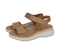 Oh! My Sandals 5660 Sandales en cuir Doya pour femme Taupe Plateforme et fermeture adhésive, Taupe, 36 EU