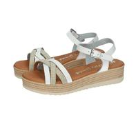 Oh! My Sandals 5775 Sandales compensées blanches pour femme, semelle confortable et bretelles croisées, fabriquées en Espagne, blanc, 33 EU