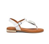 Oh! My Sandals 5864 Sandales esclaves en cuir blanc pour femme - Sandales à orteils et sangle réglable pour femme, blanc, 37 EU