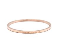 Oh My Shop BC3197F - Bracelet Jonc Fin Acier Or Rose avec Gravure Message La Famille C'est La Vie
