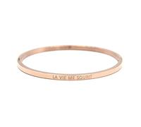 Oh My Shop BC3200F - Bracelet Jonc Fin Acier Or Rose avec Gravure Message La Vie Me Sourit