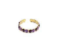 Oh My Shop BG1557 - Bague Anneau Acier Doré avec Multi Cercles Email Violet