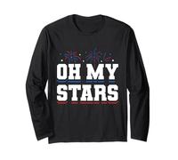 Oh My Stars Cute Patriotic 4th of July Design Manche Longue