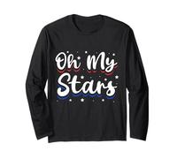 Oh My Stars Cute Patriotic 4th of July Design Manche Longue