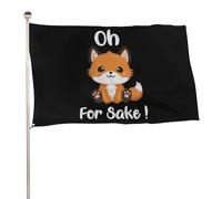 Oh, Par Tous Les Diables, Mignon Petit Renard De Dessin Animé Drapeau De Jardin Couleurs Vives Drapeau Résistant Aux Intempéries Drapeaux Pour Célébrations Bar Maison 90X150Cm