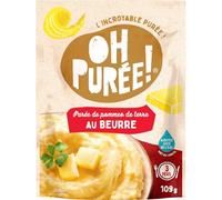 OH PUREE! - Purée de Pommes de Terre au Beurre - Prête en 1 Minute · Texture Unique · Juste de l'Eau · 3 portions - le sachet de 109g - Le Lot De 4