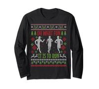 Oh, Quel Plaisir de Courir Funny Running Ugly Christmas Manche Longue
