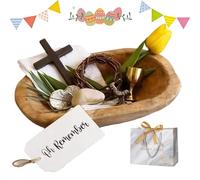 Oh Remember Kit - Symbols of The Easter Resurrection, Christian Easter Decor Tray Set, Handmade “Oh Remember” Faith Keepsake Set with Wooden Prayer Bowl, for Home Office Tabletop (1pc)