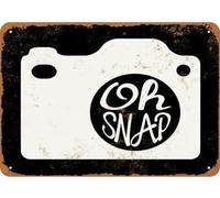 Oh Snap Camera (fond foncé) Plaque en métal 20,3 x 30,5 cm