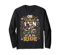 Oh What Fun It is to Ride Motorcycle Biker Santa Xmas Manche Longue