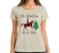 Oh What Fun Tis to Ride T-shirt pour femme Motif cheval, renne et buffalo, naturel, M
