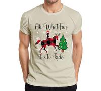 Oh What Fun Tis to Ride T-shirt pour homme Motif cheval, renne et buffalo, naturel, XXL