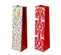 OH YEAH - 2 sacs cadeaux - 10 x 8 x 35 cm - Sac en carton avec poignées - Cadeau pour Noël - Sac de Noël - Sacs pour cadeaux de Noël - Cadeau unique (bouteille)