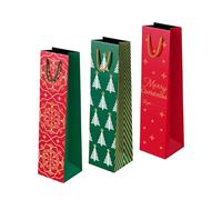 OH YEAH - 3 sacs cadeaux - 10 x 8 x 35 cm - Sac en carton avec poignées - Cadeau pour Noël - Sac de Noël - Sacs pour cadeaux de Noël - Cadeau unique (bouteille)