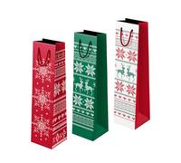 OH YEAH - 3 sacs cadeaux - 10 x 8 x 35 cm - Sac en carton avec poignées - Cadeau pour Noël - Sac de Noël - Sacs pour cadeaux de Noël - Cadeau unique (bouteille)