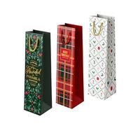 OH YEAH - 3 sacs cadeaux - 10 x 8 x 35 cm - Sac en carton avec poignées - Cadeau pour Noël - Sac de Noël - Sacs pour cadeaux de Noël - Cadeau unique (bouteille)