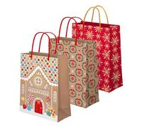 OH YEAH - 3 sacs cadeaux de Noël - 26 x 10 x 32 cm - Sac en carton - Cadeau de Noël - Sac de Noël - Sacs pour cadeaux - Cadeau unique