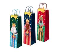 OH YEAH - 3 sacs cadeaux Rois Mages - 8 x 10 x 35 cm - 3 designs différents - Cadeau de Noël - Sacs pour cadeaux sur le thème des rois mages - Détails personnalisés - Cadeau unique