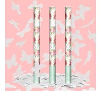OH YEAH - 3 unités - Canon à confettis papillons blancs 60 cm - Confettis papillons blancs - Mariage - Papier biodégradable - Fête - Événements - Canon Fête 60 cm - Utilisation facile