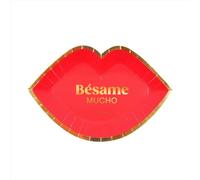OH YEAH - 6 Assiettes en Carton Forme Lèvres Rouges - 27,5 x 18,5 cm - Décoration de Table pour la Saint Valentin - Jour de l'Amour - Vaisselle pour la Saint Valentin - Table pour les Amoureux