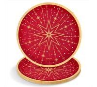 OH YEAH - 6 unités - Assiettes jetables Joyeux Noël - Ø 17 cm - Assiettes, verres et serviettes jetables - Décoration de table de Noël - Motif étoiles dorées - Célébrations de Noël