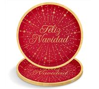 OH YEAH - 6 unités - Assiettes jetables Joyeux Noël - Ø 23 cm - Assiettes, verres et serviettes jetables - Décoration de table de Noël - Motif étoiles dorées - Célébrations de Noël