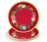 OH YEAH - 6 unités - Assiettes jetables Noël Ornements - Ø 17 cm - Assiettes, gobelets, serviettes jetables - Décoration de table de Noël - Design ornements et fleurs - Célébrations de Noël