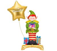 OH YEAH - Ballon avec base Foil Elfe magique Noël + étoile dorée personnalisée - Décoration festive avec lutins - Accessoires de Noël - Accessoires pour fêtes, maison et école - Choisissez votre nom