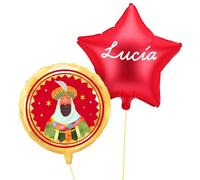 OH YEAH - Ballon Foil Rois Mages Baltasar + étoile rouge - Ø 43 cm - Décoration de Noël - Célébrations familiales, scolaires et vitrines - Roscon des rois - Événements de Noël - Choisissez votre nom